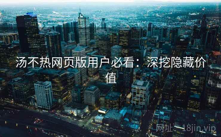 汤不热网页版用户必看：深挖隐藏价值